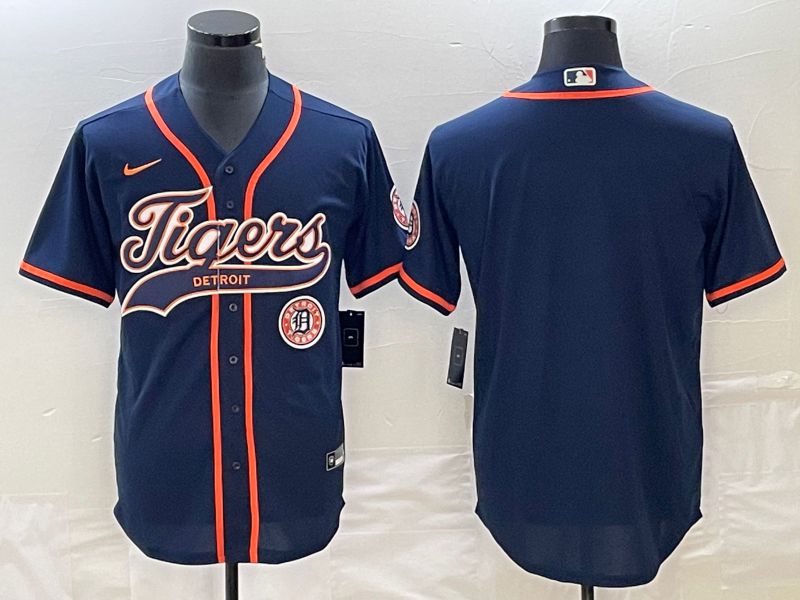 Men Detroit Tigers Blank Blue Joint Name 2025 Nike MLB Jersey style 1->detroit tigers->MLB Jersey